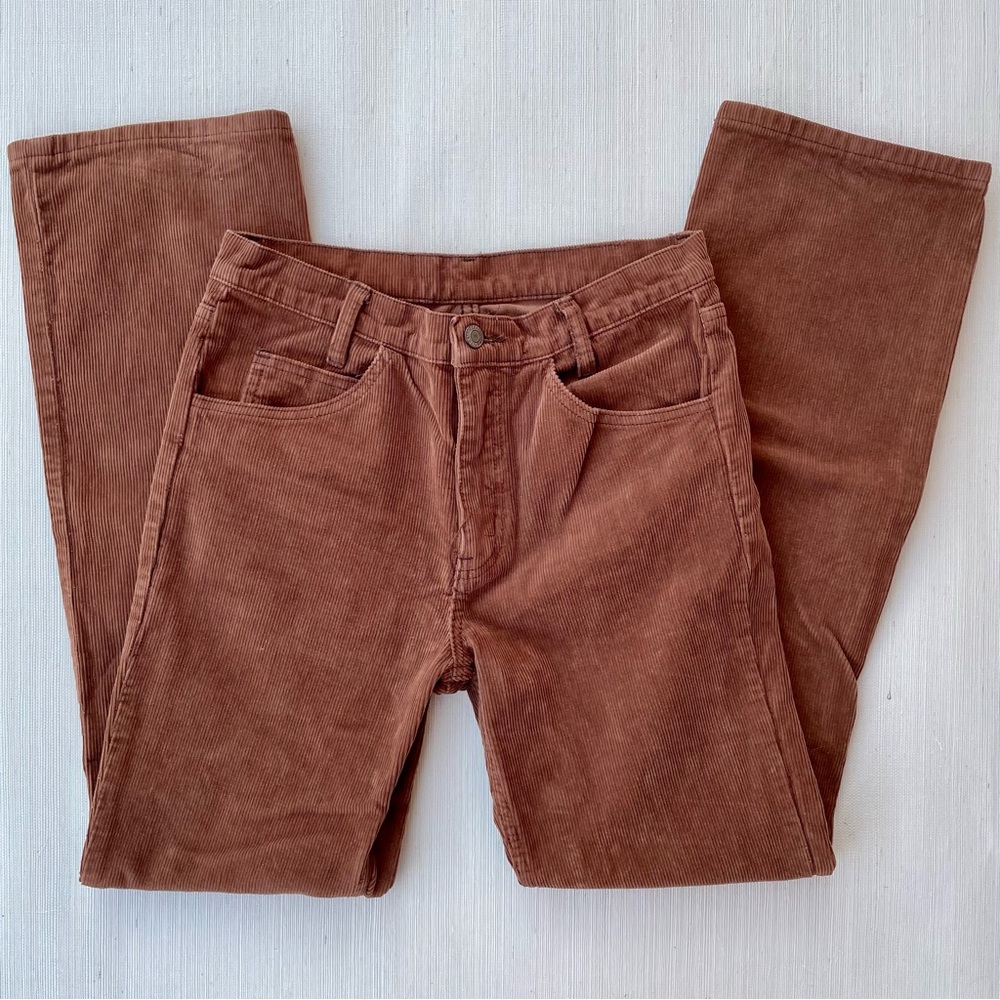 Straight Leg Corduroy Pants in Rust Brown